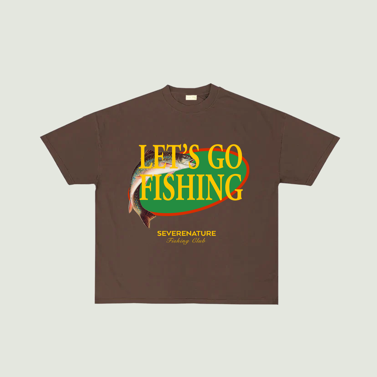 Fishing Club "Go Fishing" Tee in Brown Severe Nature