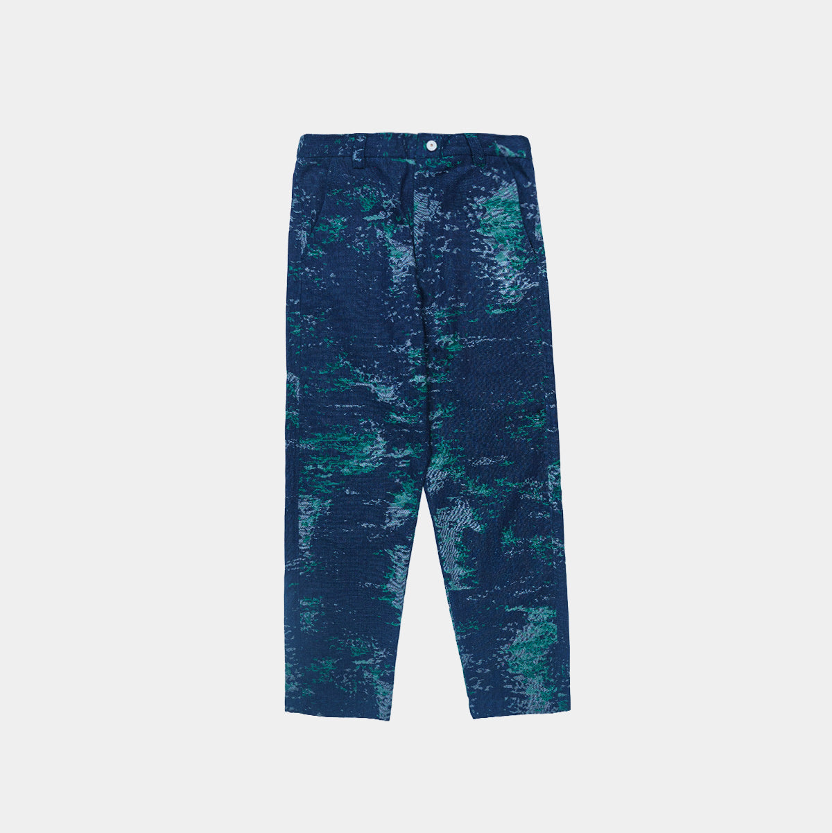 Moss Blue-Green Jacquard Pant