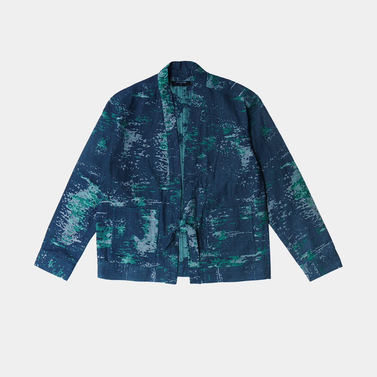 Moss Blue-Green Jacquard Kimono Jacket