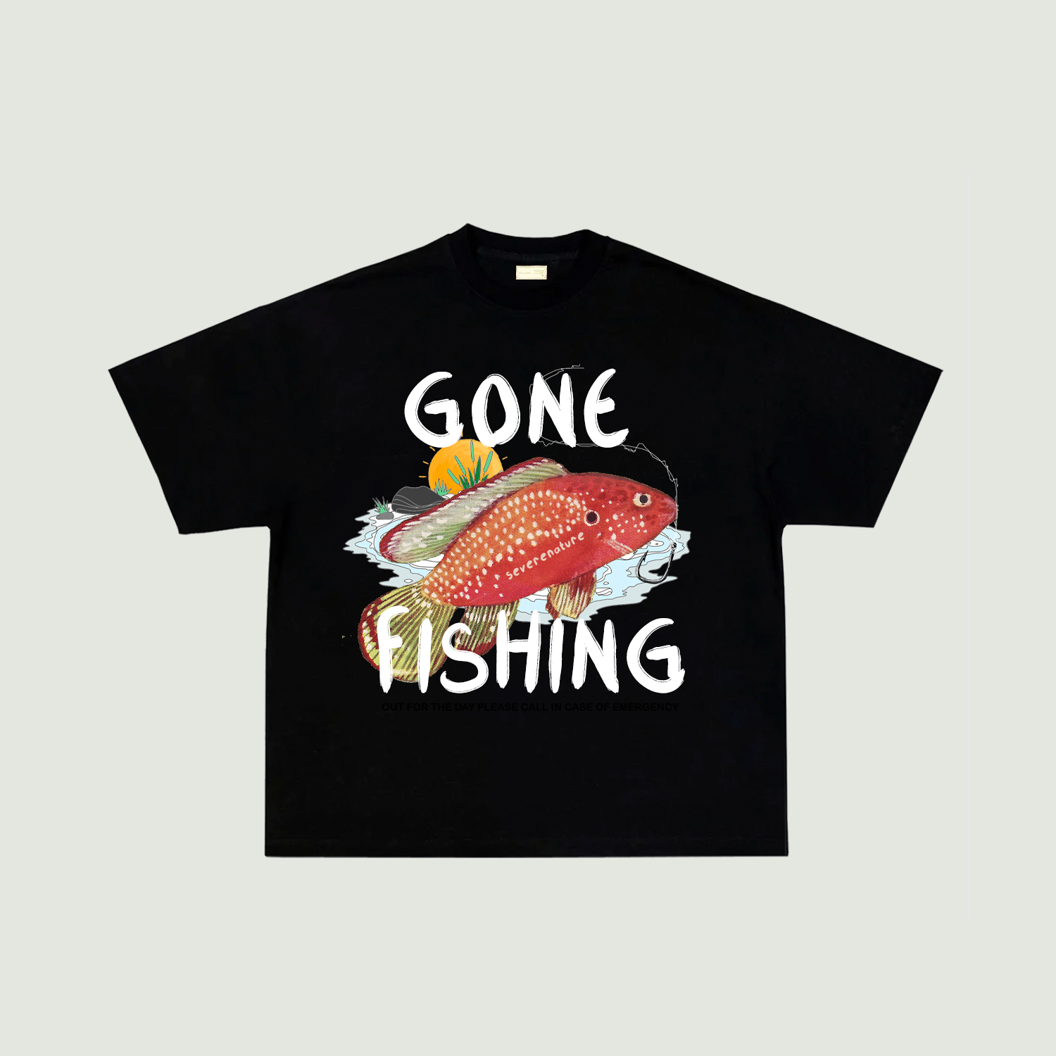 Fishing Club "Gone Fishing" Tee in Black